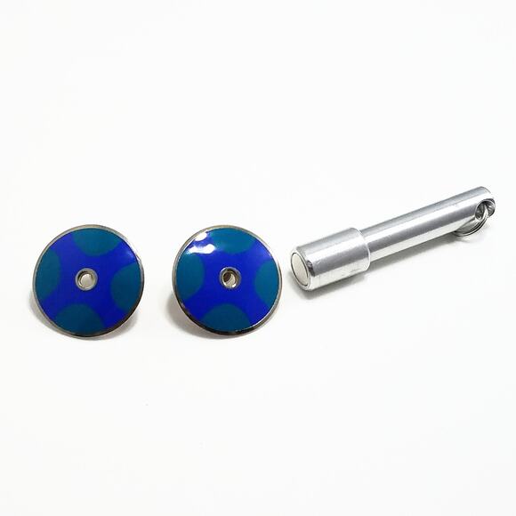 Laurel Burch "Medina" Disk Earrings, Modern Design, Gold Filled Posts, 1990s - Picture 7 of 9